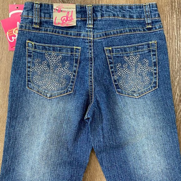 Wicked Girls Flared Denim bling Jeans With "Rocked" Design Size 8 NWT - Picture 7 of 7